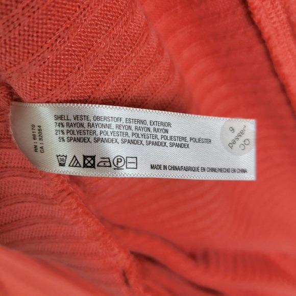 Saturday Sunday Womens Open Front Ribbed Cardigan Duster Size XS Orange Stretch - Picture 3 of 7